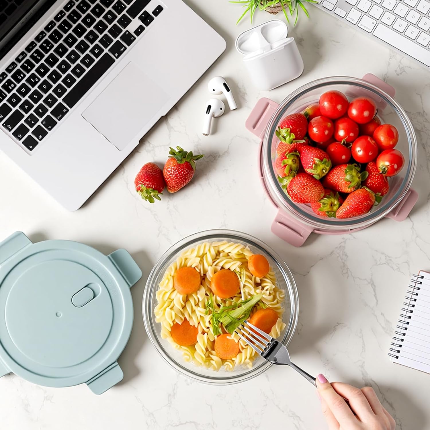 30oz Glass Meal Prep Containers with Lids, Airtight 3.75 Cup Food Storage Containers Set, Heat-Resistant BPA-Free Glass Containers for Soup Leftover, Microwave, Dishwasher, and Freezer Safe (4 Packs) - Image 5