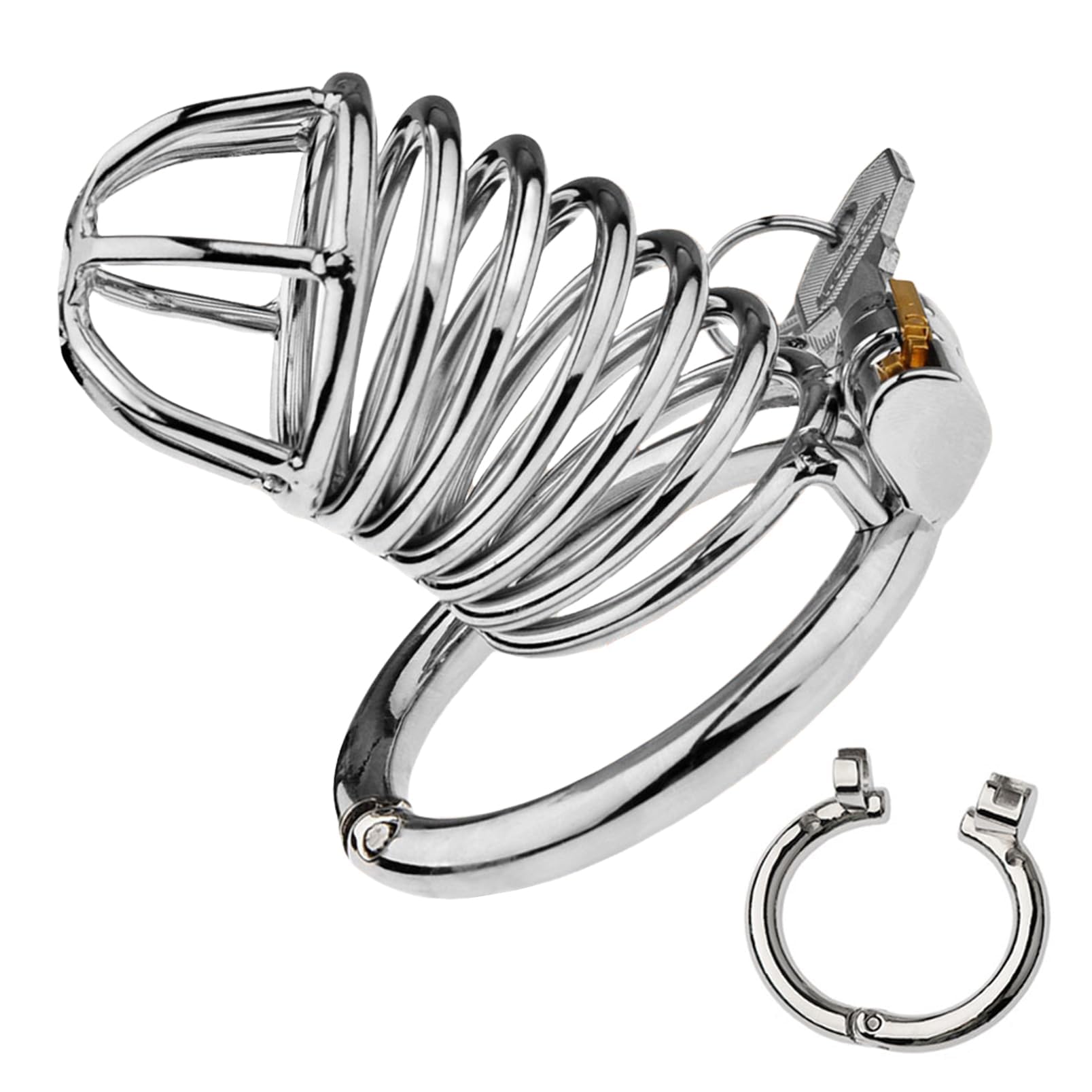 Gabbia di castità giocattoli sessuali invertiti per uomini con anello per il pene apribile e chiudibile gabbia per il pene traspirante design SM Bondage (50 mm)
