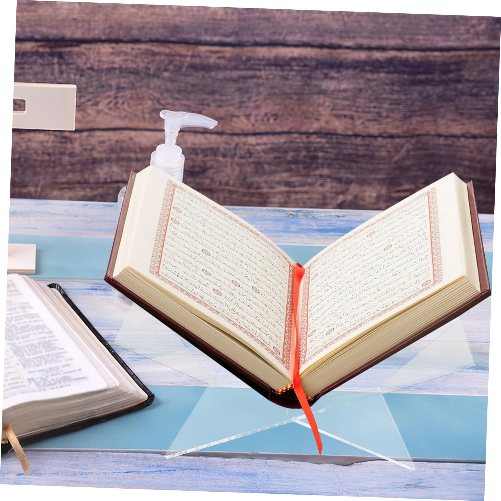 Espositore Libri in Acrilico a X, Angolo Inclinato, Moderno | Supporto Verticale per Lettura e Mostra, Uso Ufficio e Commercio, Resistente All'usura, per Banco