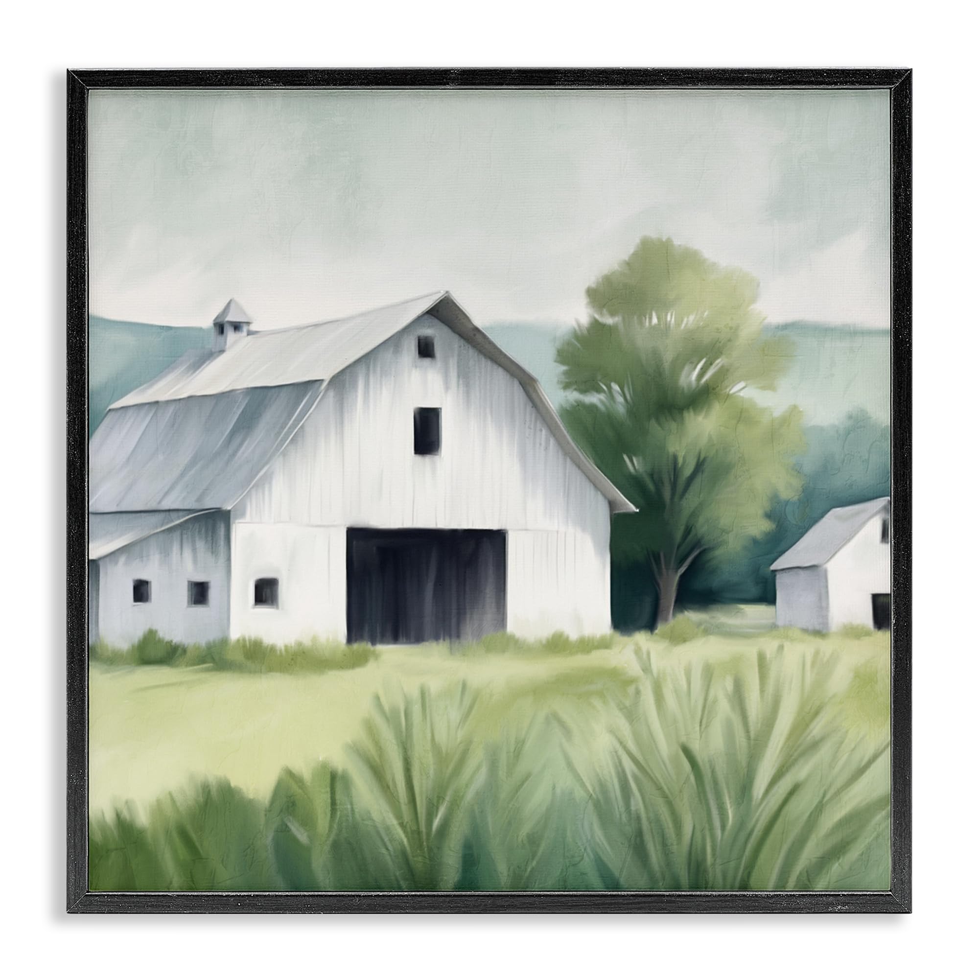 Giclée encadrée Farm Home White Barn finition haut de gamme Stupell
