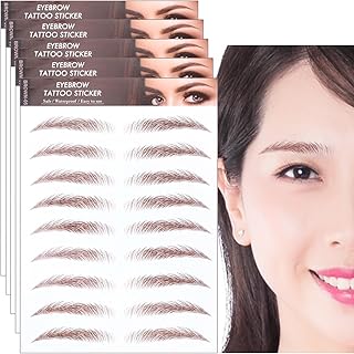 HIYE 眉毛シール 60ペア 貼る眉毛 消えない 自然 6d眉毛シール 時短 左右対称 眉ティント 男女兼用 簡単 眉毛転写シール レディース メンズ 眉付け 素敵 美容ツール 人気 眉毛 形 医療用 眉ステッカー (BROWN-05)