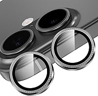 Vista 19 de YWXTW Protector de lente de cámara para iPhone 15/15 Plus/16e/ 17e, anillo de metal antiarañazos individual protector de pantalla de vidrio templado