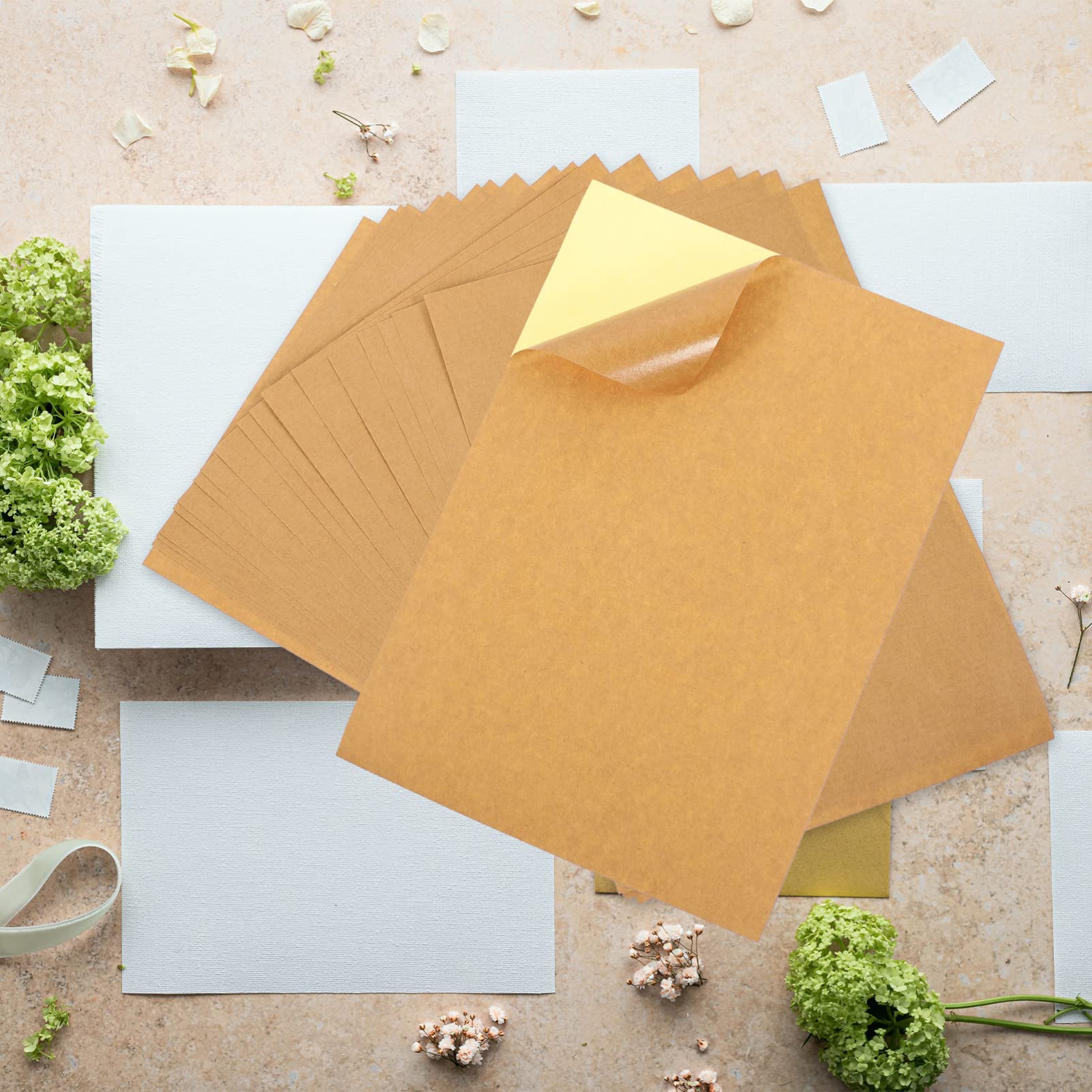 MAGICLULU 100feuilles Étiquettes Autocollantes Papier Kraft Lot De Adhésives Imprimables Pour Projets Créatifs Et Personnalisation Papier Pour Étiquettes Et Logos