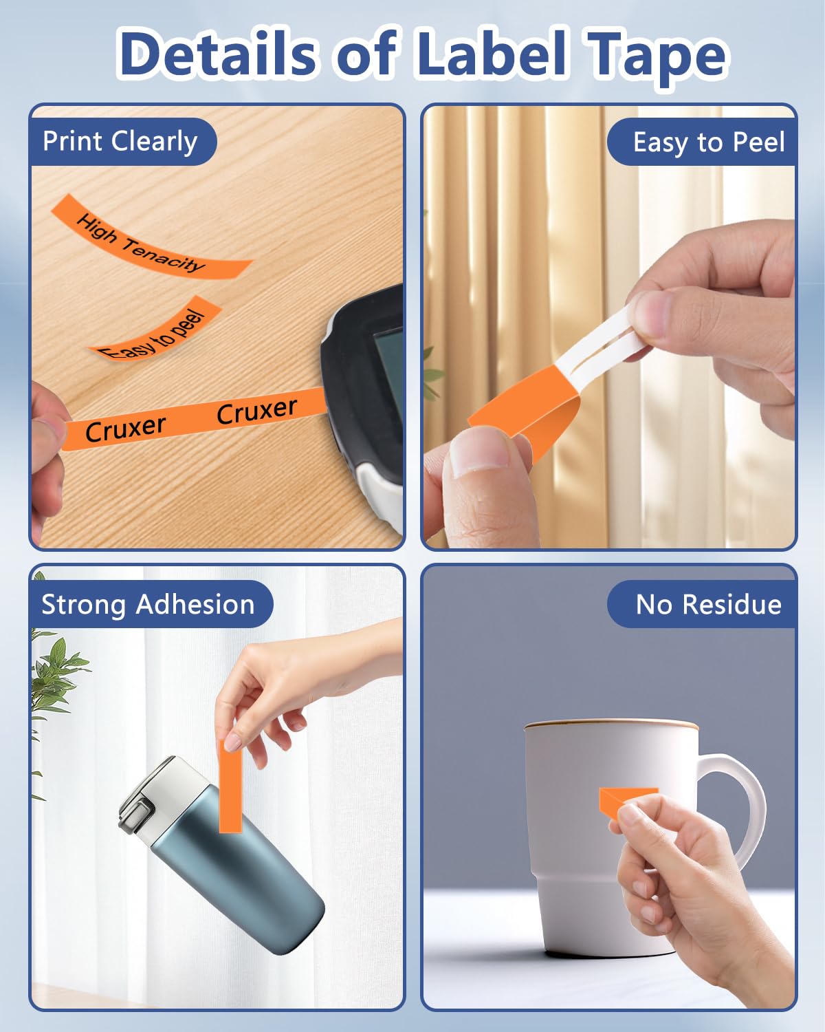 2-Pack Rhino 18436 Replacement Label Tapes - 3/4x18 Inch Black On Orange Industrial Vinyl