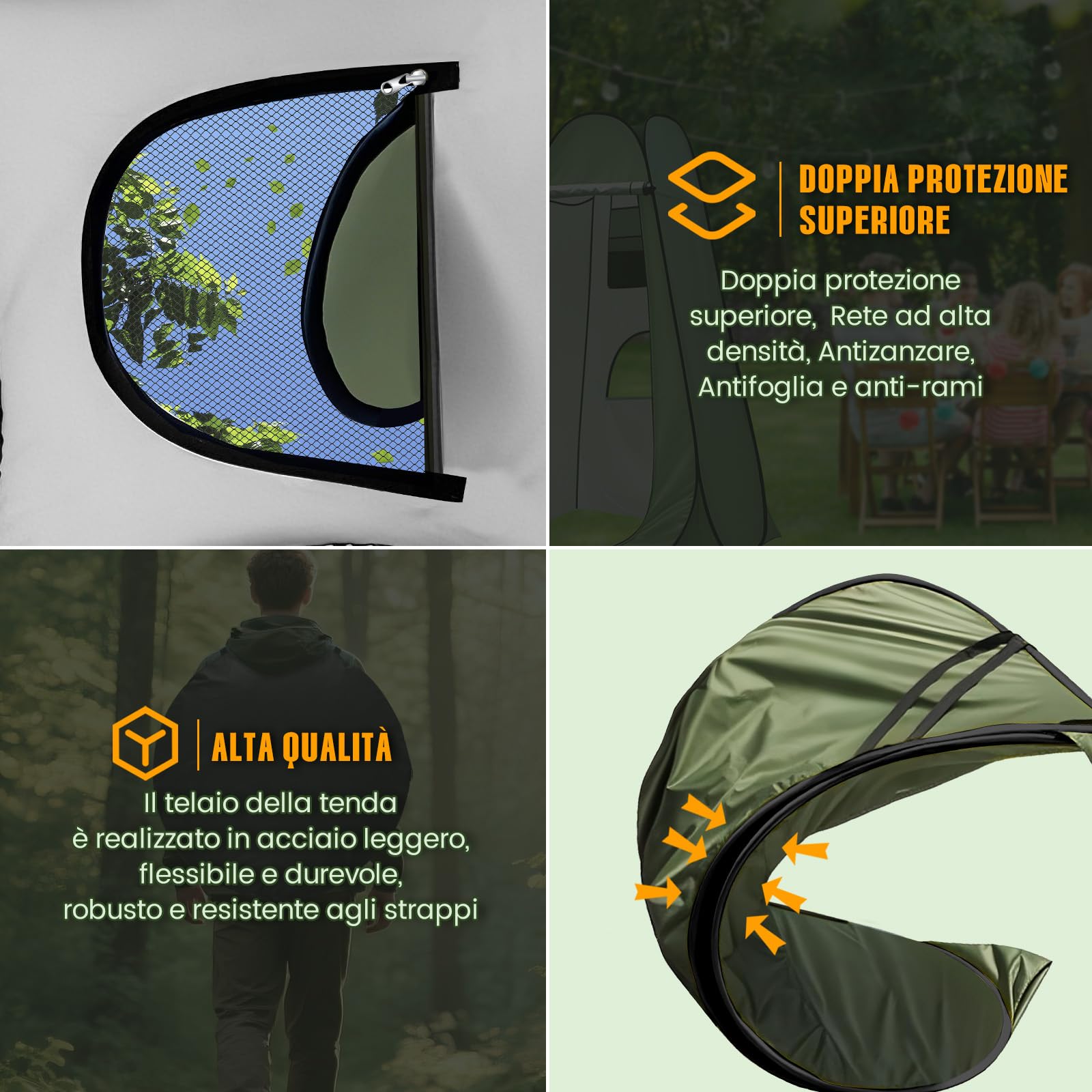 Charmofun Tenda da Bagno Pop Up, Tenda ad Apertura Istantanea con Finestra e Tasca Portaoggetti, Tenda per WC Doccia Campeggio per Spiaggia, Pesca, Escursionism
