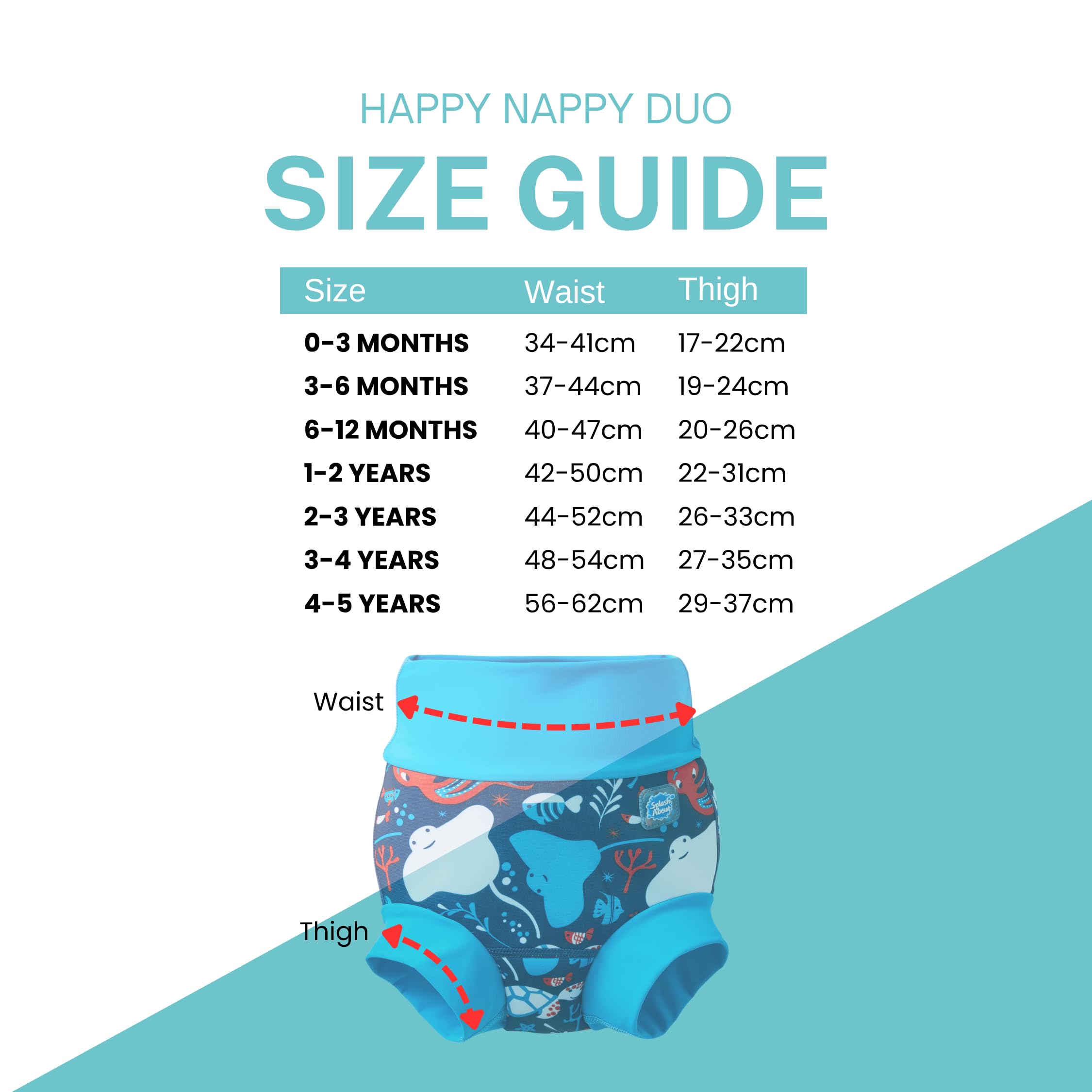 Splash About Happy Nappy Duo Reuseable Swim Nappy for Babies and Toddlers (Under The Sea, 0-3 Months) - Image 3
