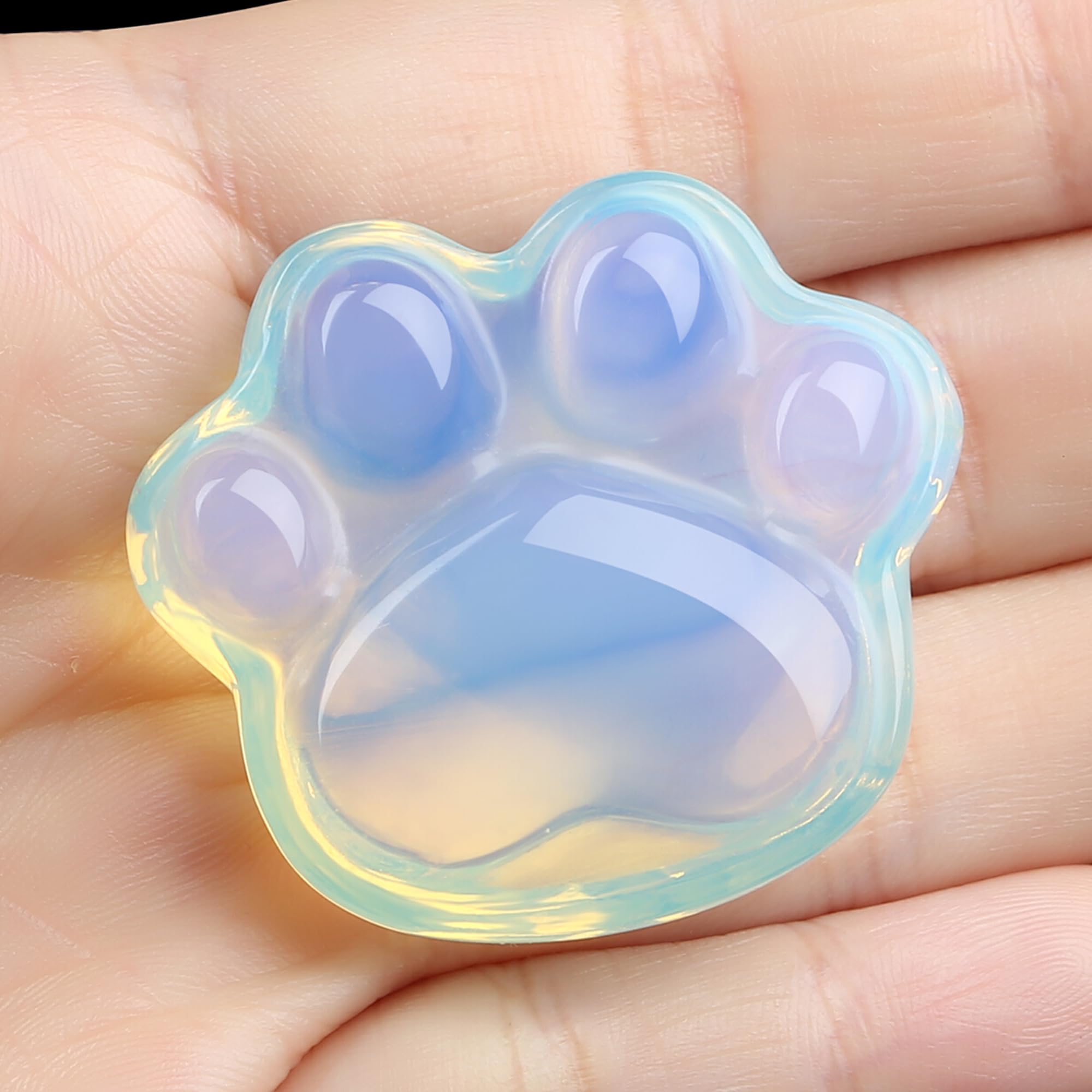 QINJIEJIE Katzenpfote Kristall Opal Katzenfigur Handschmeichler Geschenk für Katze Kawaii Deko Figuren Katzen Geschenk Katzenfiguren Deko Geschenke