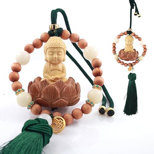 Buda de protección para automóvil y hogar, para seguridad y salud, buena suerte, trae paz interior, curación, meditación estatua de madera de Pusa,