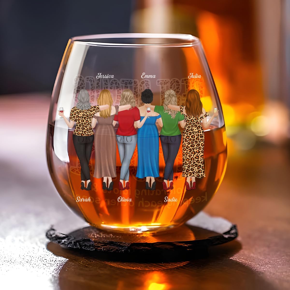 Wrappiness Bestie Personalized Custom Wine Glass - Here's To Another Year Of Bonding Over Alcohol, Funny Gift for Best Friends Women Sisters BFF Troll Mug W15-03-202