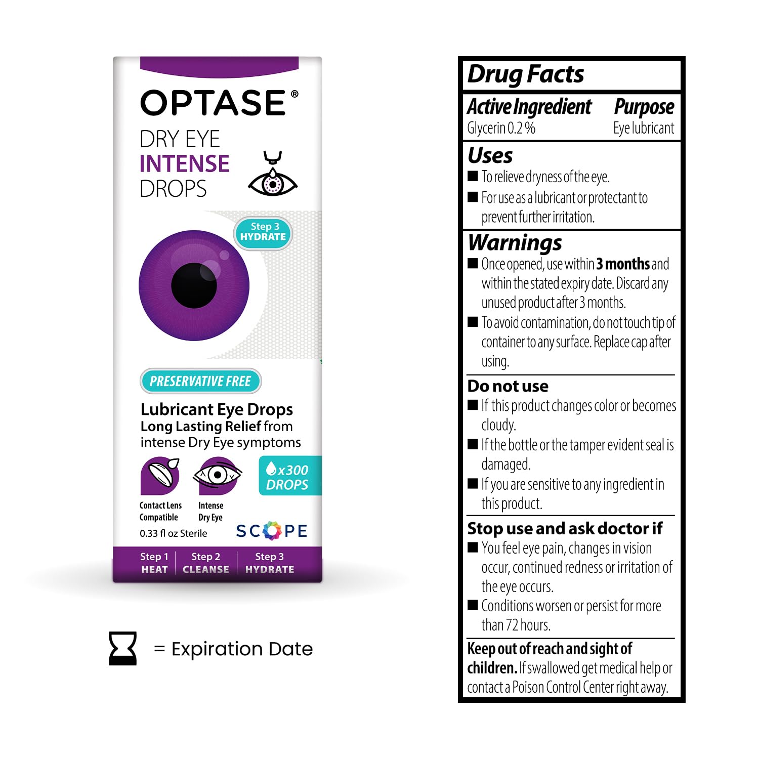 OPTASE Dry Eye Intense Drops - Preservative Free Eye Drops - Multidose Bottle - Step 3 Hydrate - .33 fl oz, 300 Doses — Amazon image 2