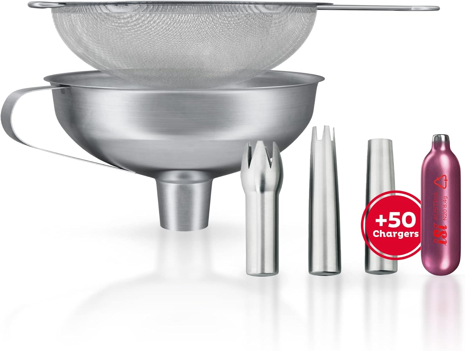 ISI - Sahnespender Zubehör Set mit 3X Edelstahltüllen 750ml Trichter ...