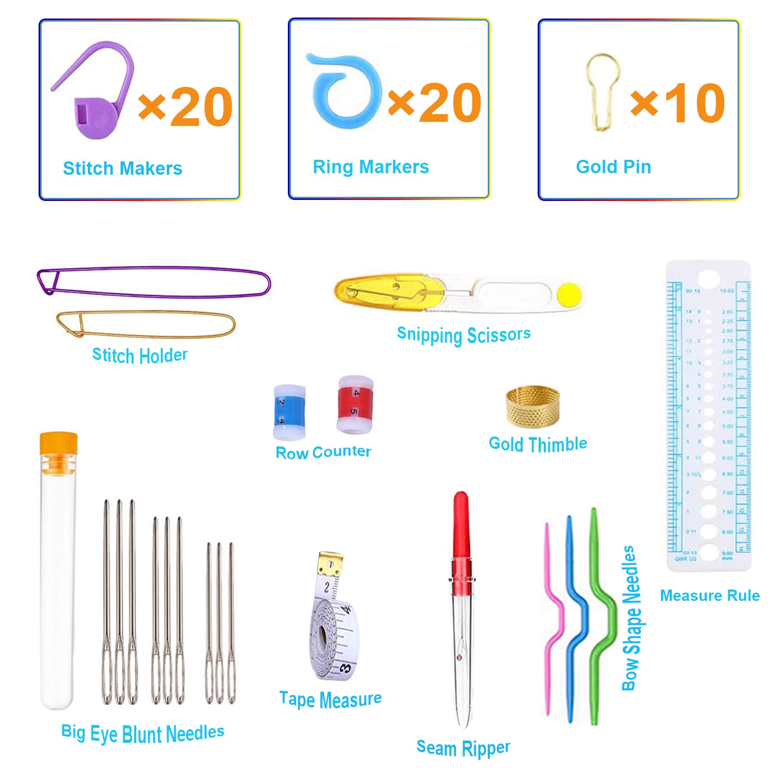 Weabetfu Juego de 102 agujas de ganchillo con estuche, agujas ergonómicas de ganchillo para manos artríticas y accesorios de ganchillo, juego completo de ganchillo para principiantes y amantes del