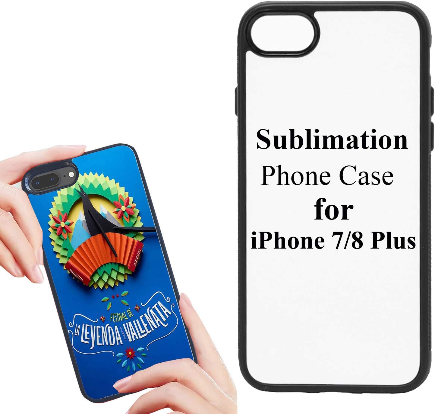5 PCS Sublimation Blanks 2D Phone Case Covers Soft Rubber Compatible with iPhone 7/8 Plus, 5.5" Blank Cell Phone Protective Personalized Phone Case NO Glitter Finish