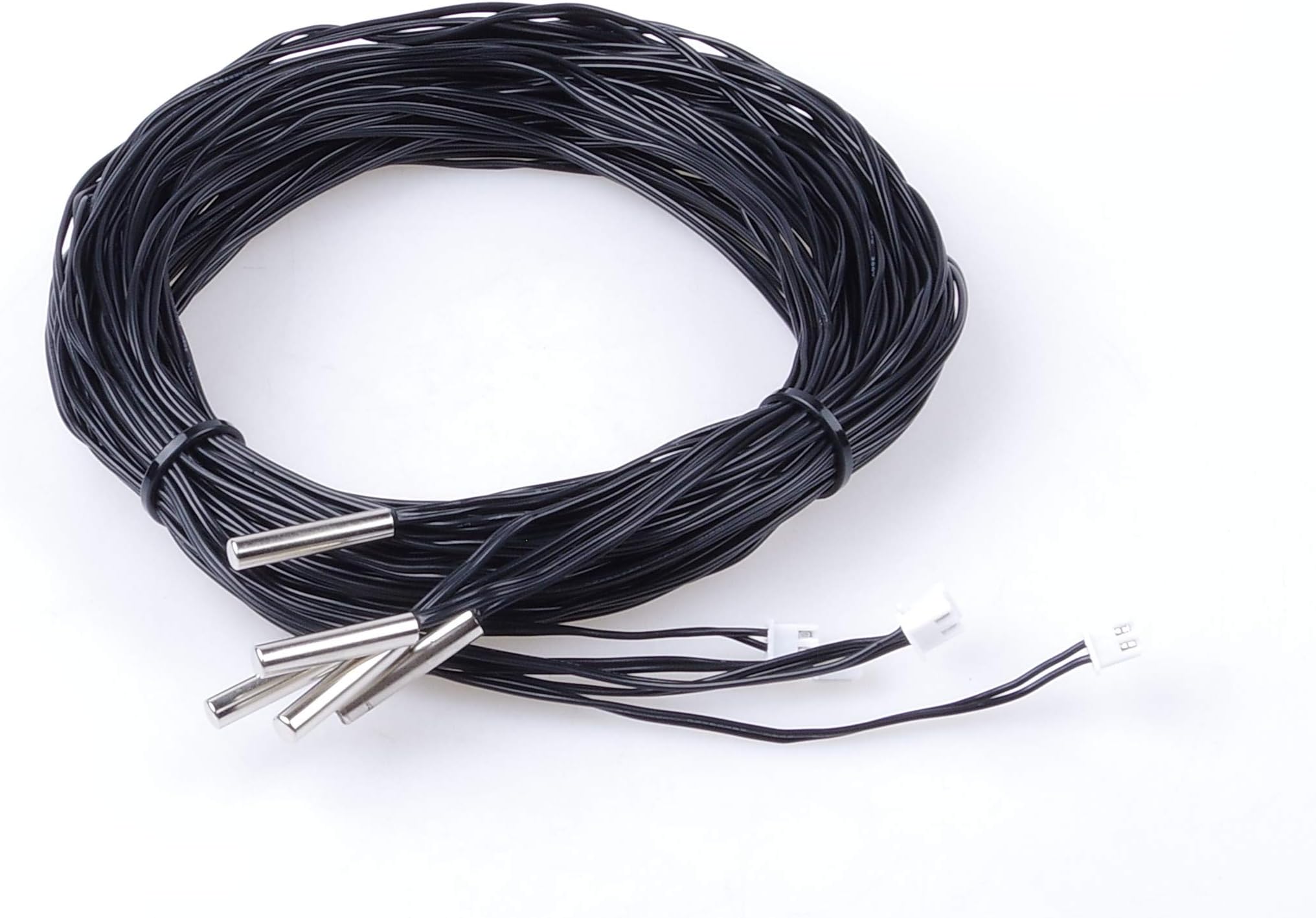 5pcs 4M Waterproof Temperature Sensor Probe, Stainless Steel 10k 3950 NTC Thermistor Probe, Digital Temperature Transimitter Extension Cable，CPU Temperature Sensor