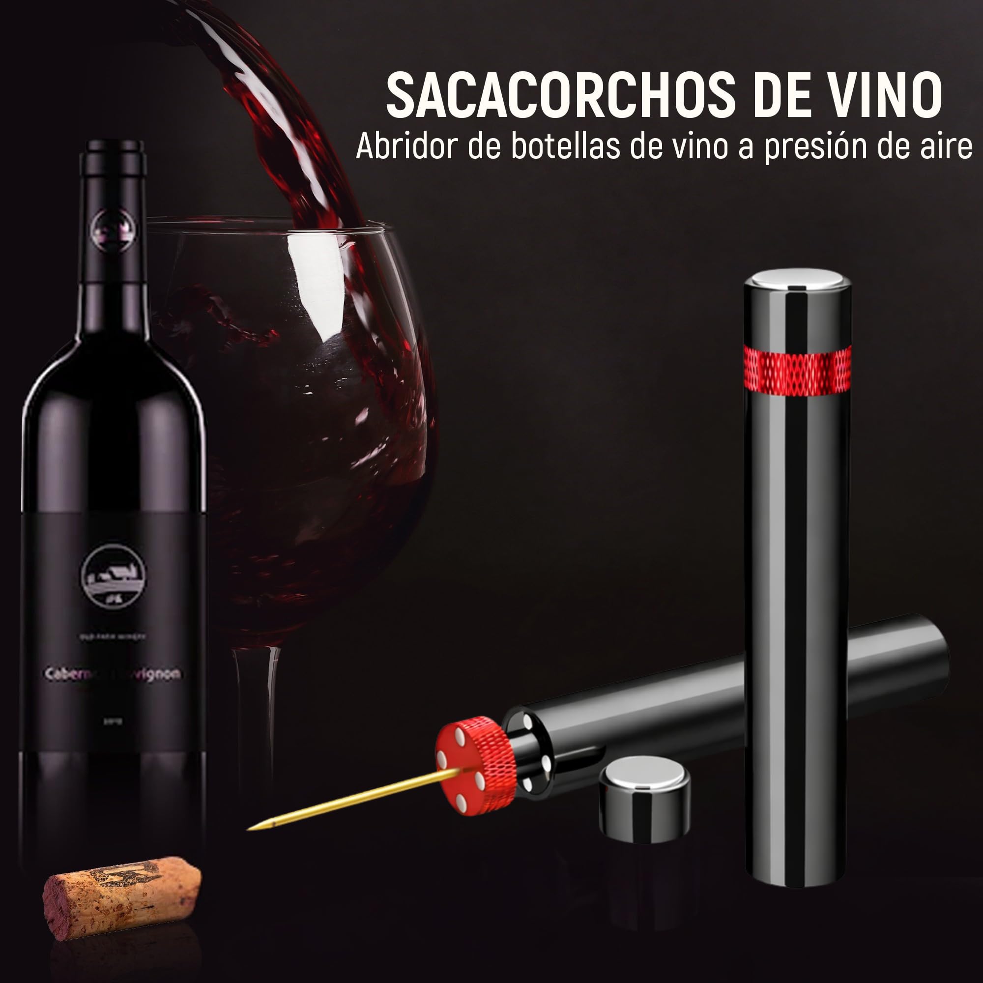 SEED Sacacorchos de aire comprimido profesional – Abre botellas de vino sin esfuerzo y sin romper el corcho – Ideal para cenas, regalos y amantes del vino – abridor vino (Set)