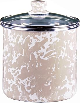Golden Rabbit Enamelware Canister, 8 cup, Taupe Swirl