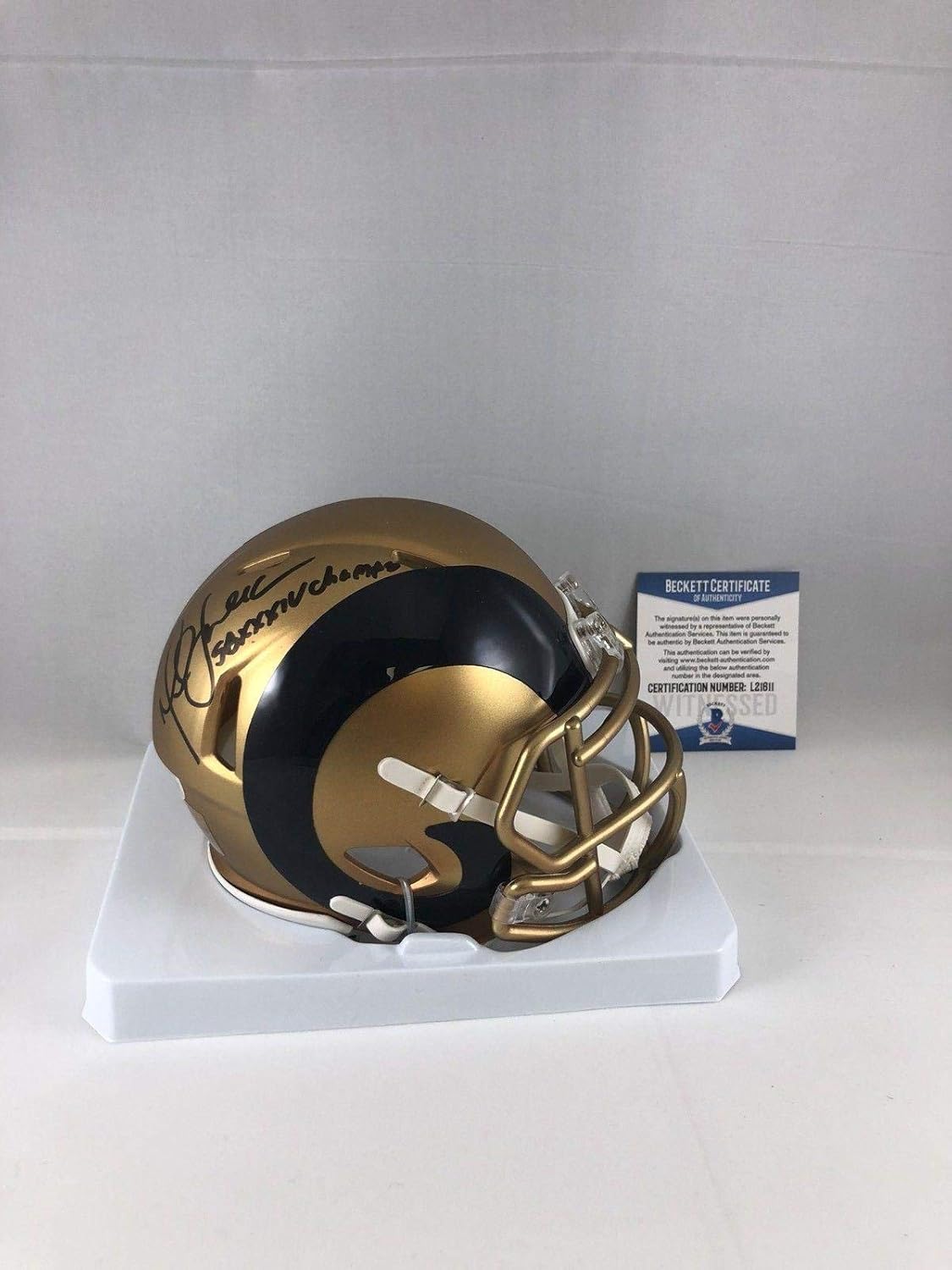 Marshall Faulk Autographed Mini Helmet Blaze Bas Beckett