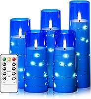 Vista 13 de Velas LED sin llama con temporizador de 5 piezas, velas parpadeantes sin llama para ambiente romántico y decoración del hogar, carcasa acrílica