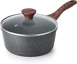 SENSARTE 18 cm Non-Stick Casserole with Lid, 2 L Small Pot with Swiss Granite Coating, Stay-Cool Handle, Multi-Purpose Sauce Pot, Small Kitchen Cooking Pot, Suitable for Induction, PFOA Free