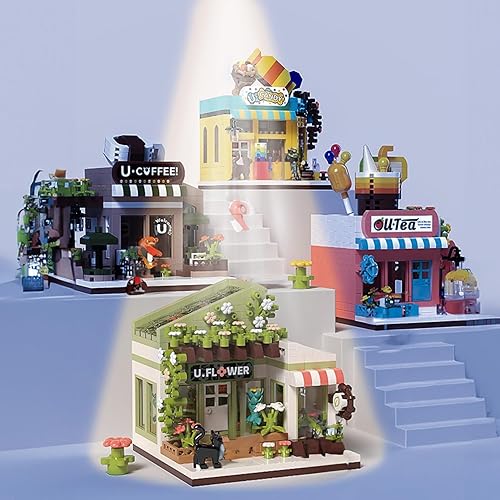 Miniatura 6 de City Flower Shop - Juego de micro construcción para Adutls, tienda floral, amigos, casa verde, kit de bloques de construcción, lindo juguete de