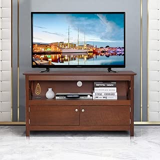 Tangkula Wood TV Stand, Modern Multipurpose Home Furniture Storage Console Entertainment Media Center (Coffee) - coolthings.us