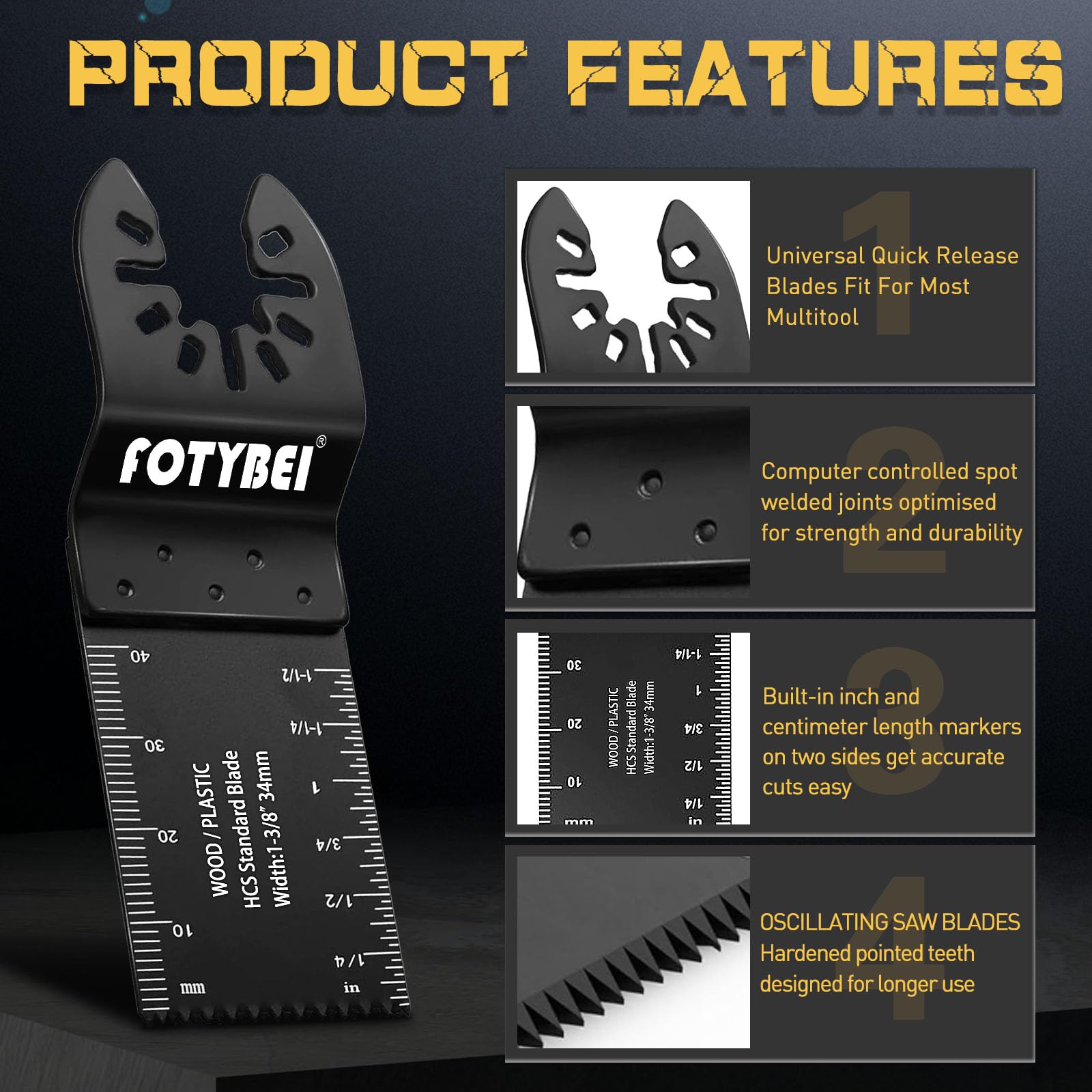 Set di Lame Utensile Multifunzione Oscillante 35 pezzi Legno Plastica Metallo Accessori Utensile Multifunzione Oscillanti Compatibile con Dewalt Makita Ryobi Parkside Black&Decker e altro ancora