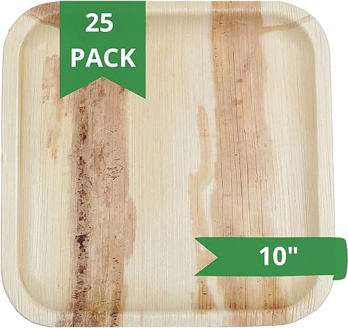 Greenmile Platos de hoja de palma de 10 pulgadas, juego de platos de palma areca cuadrados, biodegradables y compostables, vajilla desechable para disponible en Yaxa Costa Rica