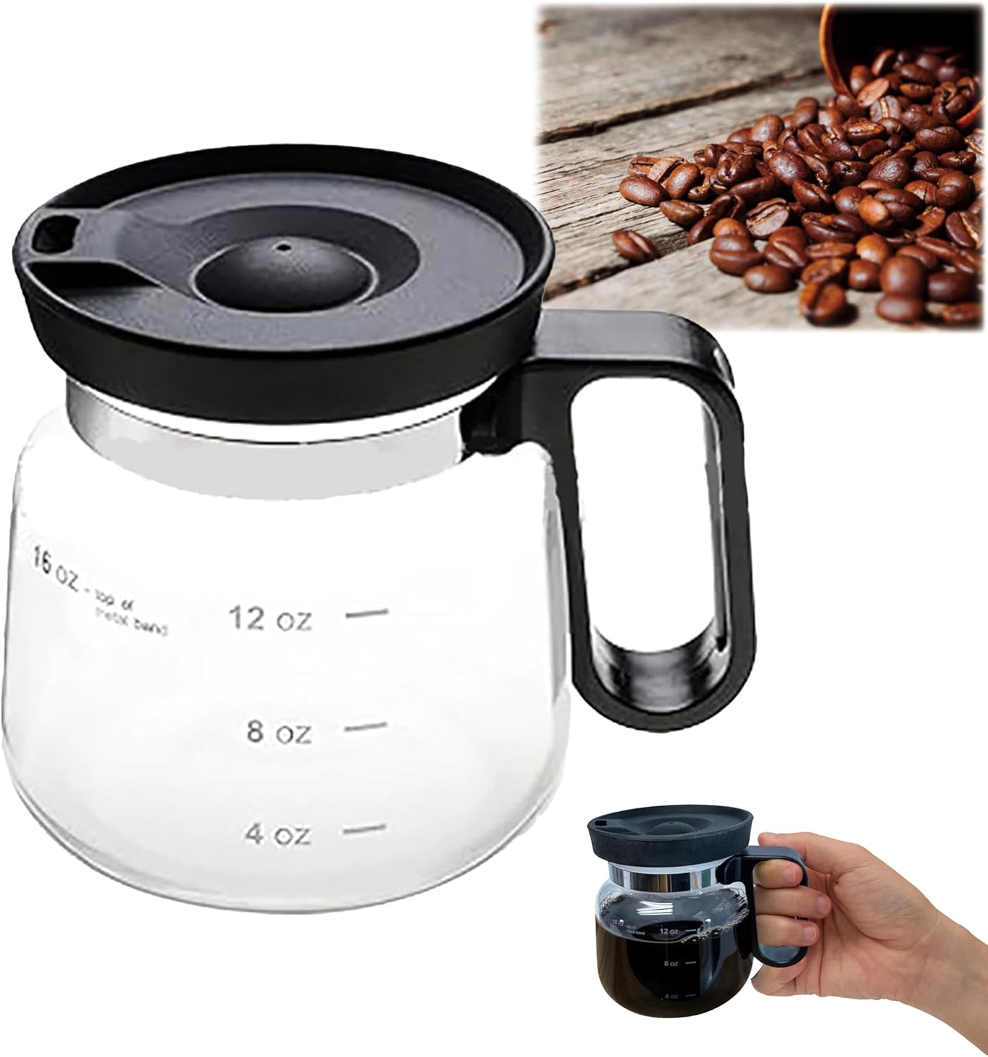 16 Oz Glass Coffee Mug in Coffee Pot Shape, Heatproof Large Capacity Cup,Mini Mocha Coffe𝐞 Pot Coffe𝐞 Mugs, Coffee Mug Looks like a Coffee Pot, CoffeePot Mugs, For Hot Teas, Hot Chocolate (2PCS)