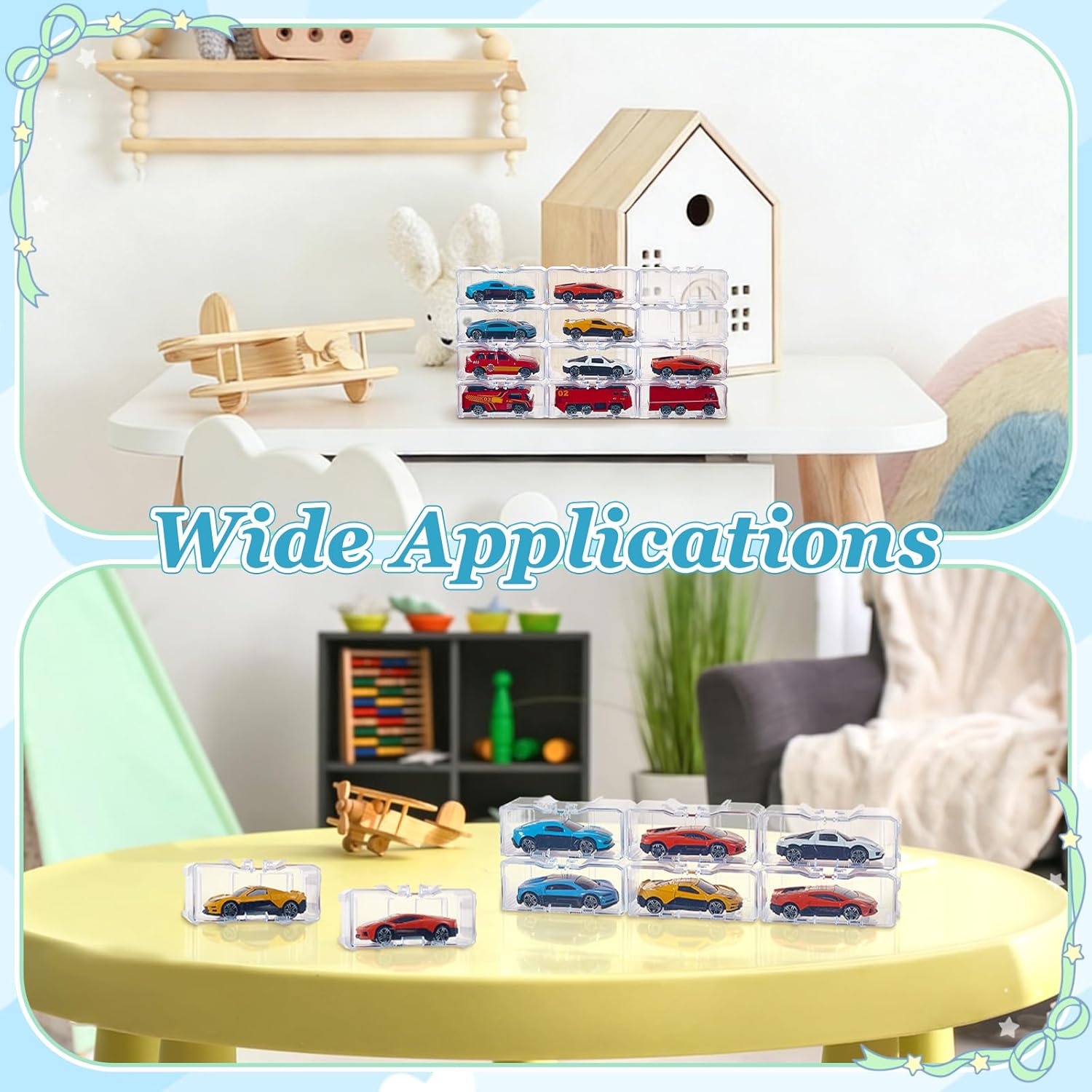 60Pcs 1/64 Display Case for Matchbox, Model and Mini Car Stackable Toy Car Storage, Transparent Organizer for Collectibles, Toy Car Display Case, 3.56x1.56x1.57Inch