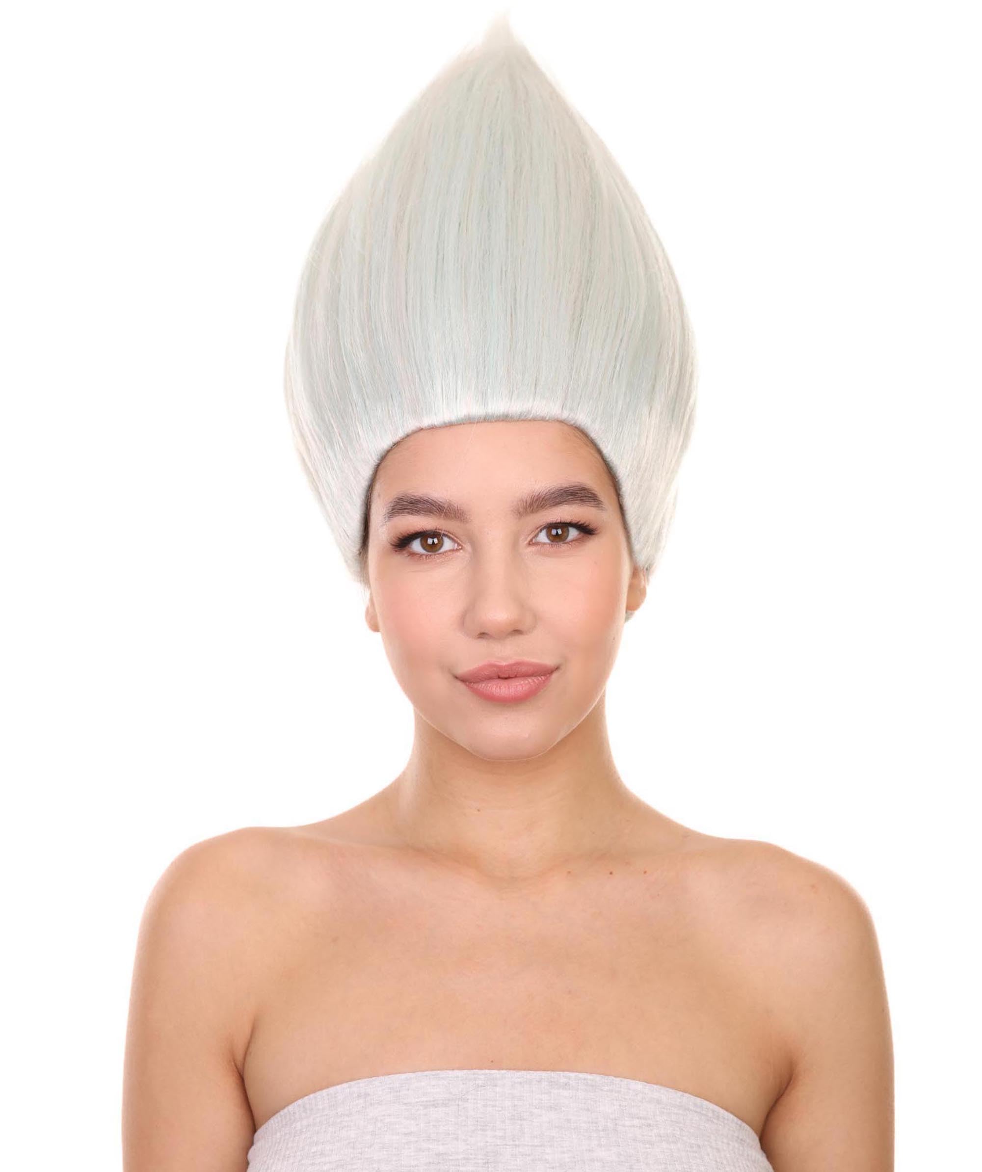 HPO Unisex Silver Color Straight Cosplay Halloween Troll Wig