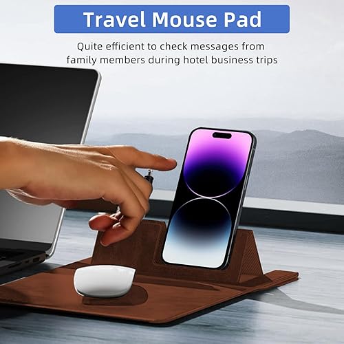 Miniatura 6 de Alfombrilla de mouse para computadora con soporte para teléfonobolígrafo, alfombrilla de mouse portátil para laptop, alfombrilla de mouse de piel