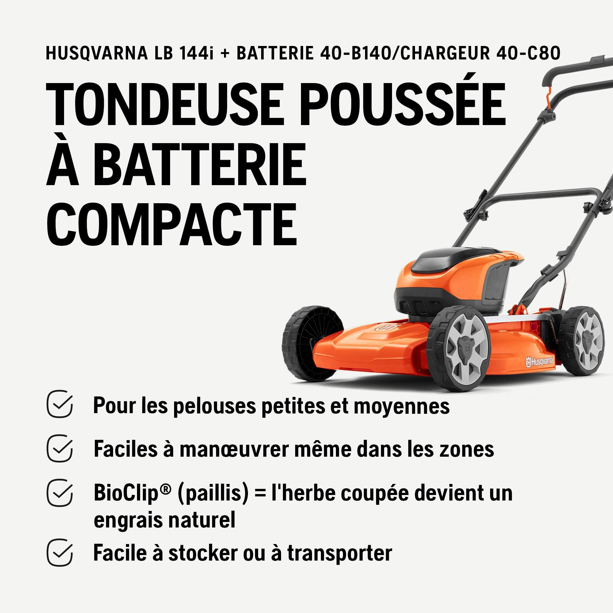 Husqvarna LB 144i Set Tondeuse Mulching sur Batterie
