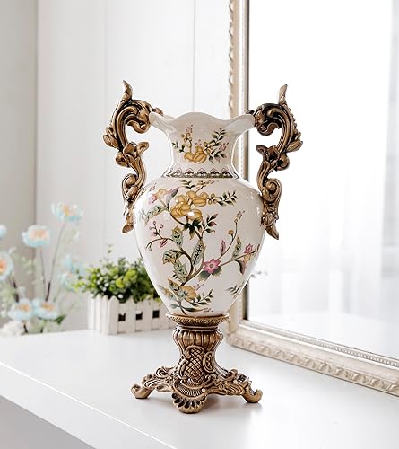 Magcolor Jarrones blancos de cerámica para piso alto, jarrón moderno para decoración del hogar para estante del hogar, creativo decorativo, 16.5