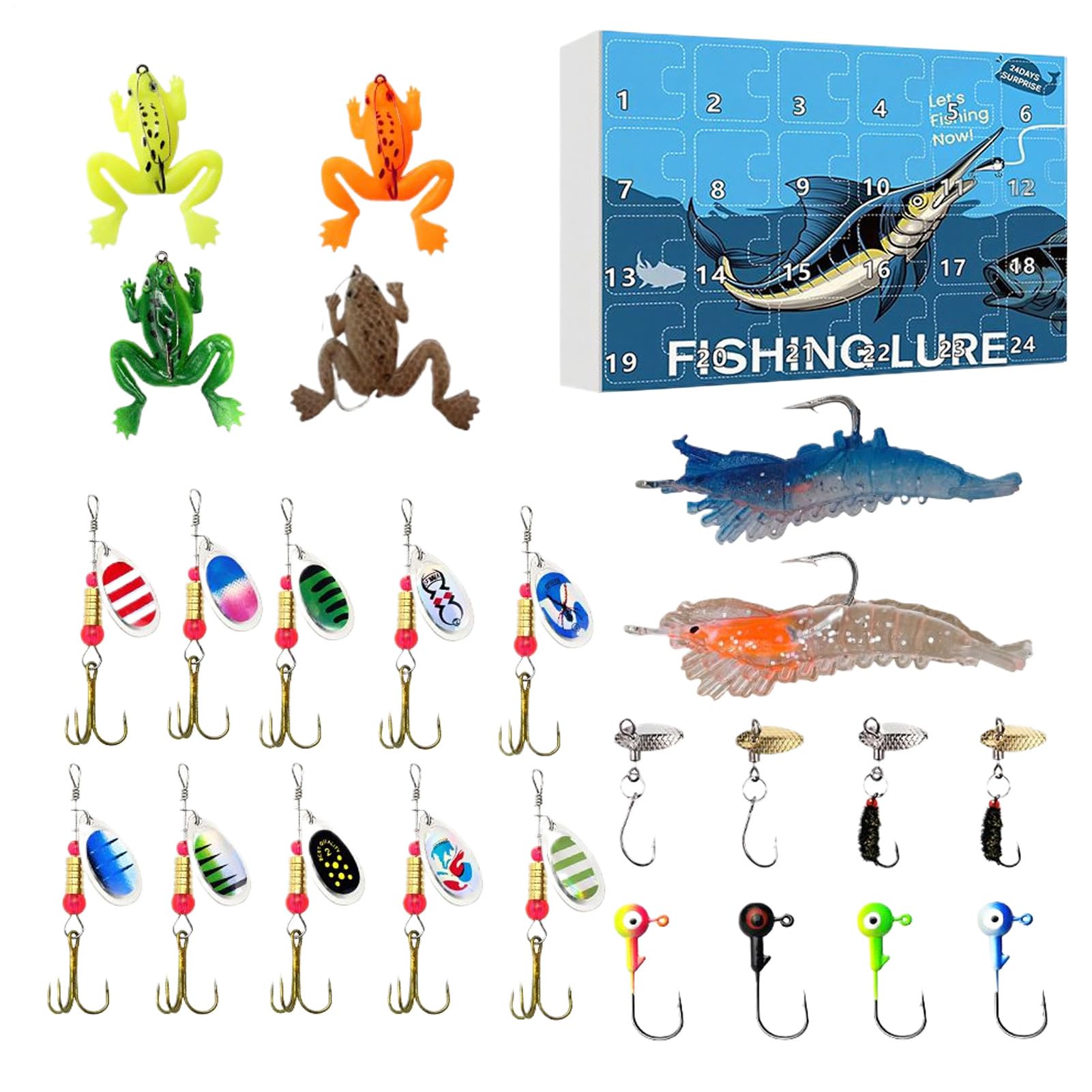 Calendrier de l'Avent Leurre de Pêche - Matériel de Décompte de Noël Eau Douce - 8