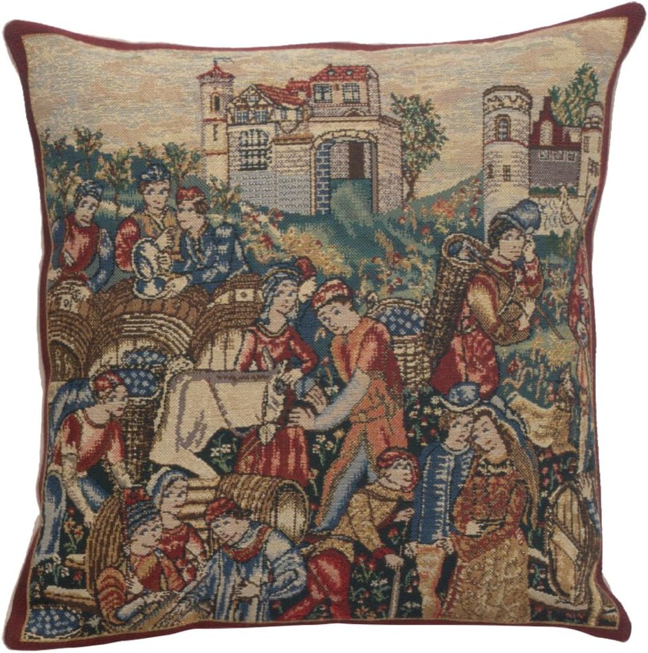 Winemerchants 1 Belgian Woven Cushion Cover - 16 x 16" Hand Finished Square Pillow for Living Room - Decorative Throw Accent Pillow Cover for Sofa Bed Couch - Cushion Cover for Indoor Use