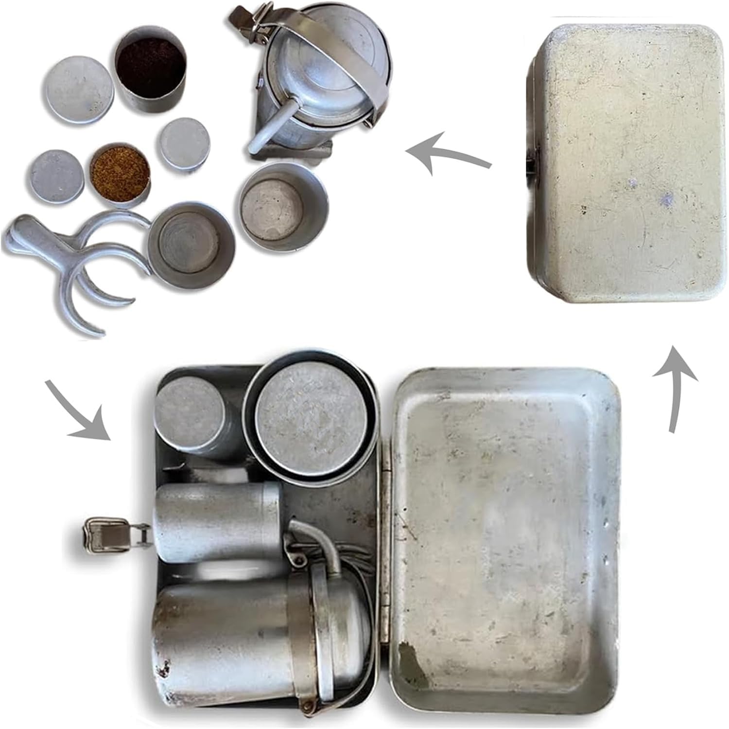 Kit de café de camping para coleccionistas, juego clásico de nostalgia y vertido, cafeteras compactas para viajes y aventuras al aire libre
