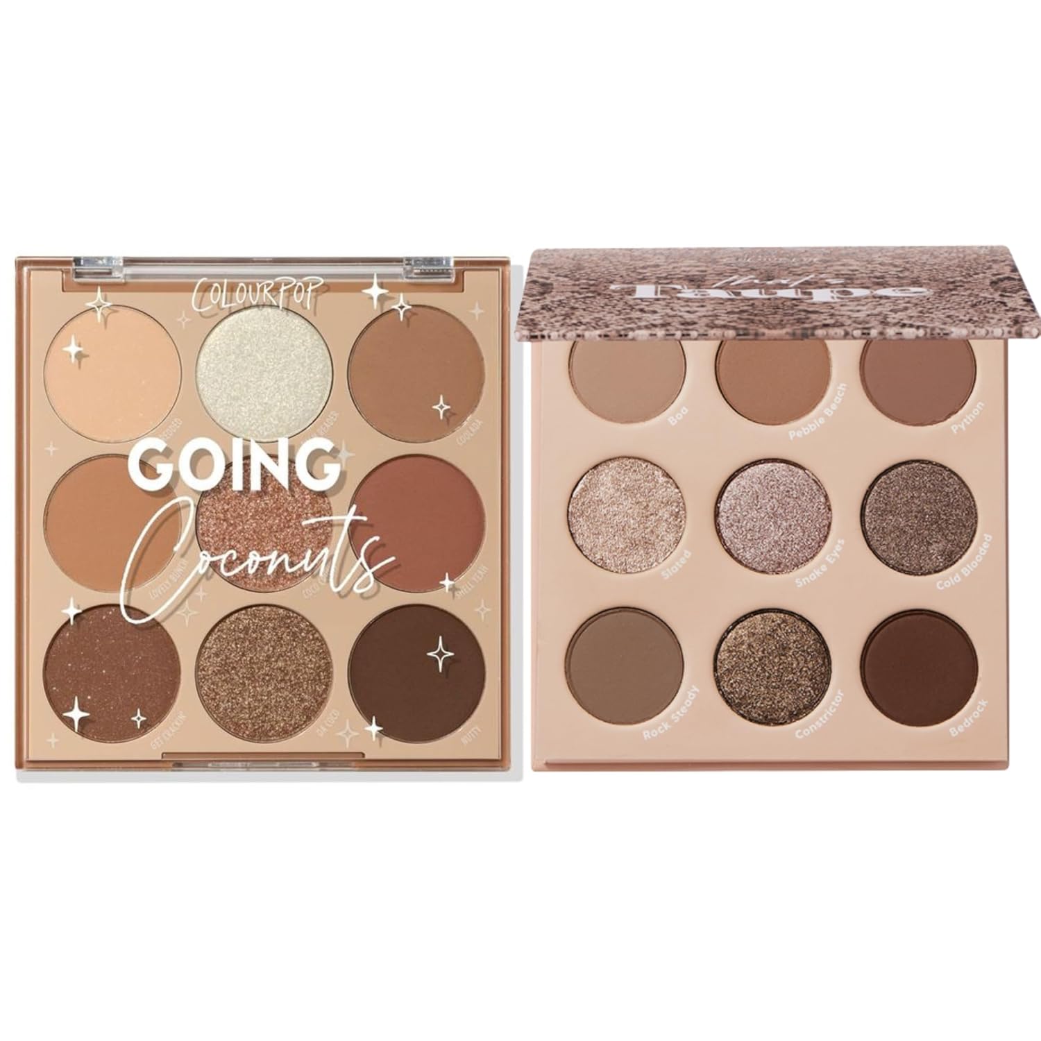 Colourpop Going Coconuts & That's Taupe Palettes (0.3 oz each), Cool-Toned Neutral Shadows with Matte & Metallic Finishes