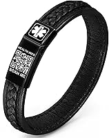 Vista 19 de Pulseras médicas mejoradas para hombres y mujeres con código QR, pulseras de identificación de alerta médica - Brazalete de acero de titanio, se