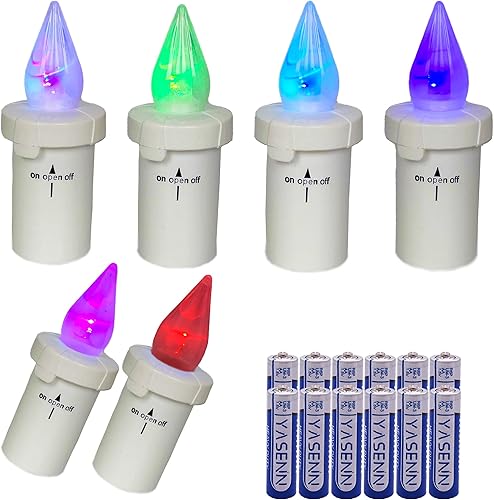 YASENN Velas sin llama de colores 6 velas blancas al aire libre impermeables LED multicolor cambio automático funciona con pilas para cementerio