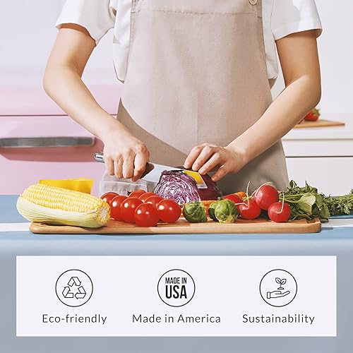 Miniatura 9 de Elihome Juego de tablas de cortar de cocina de 3 piezas, compuesto de fibra de madera natural, apto para lavavajillas, ecológico, antideslizante,