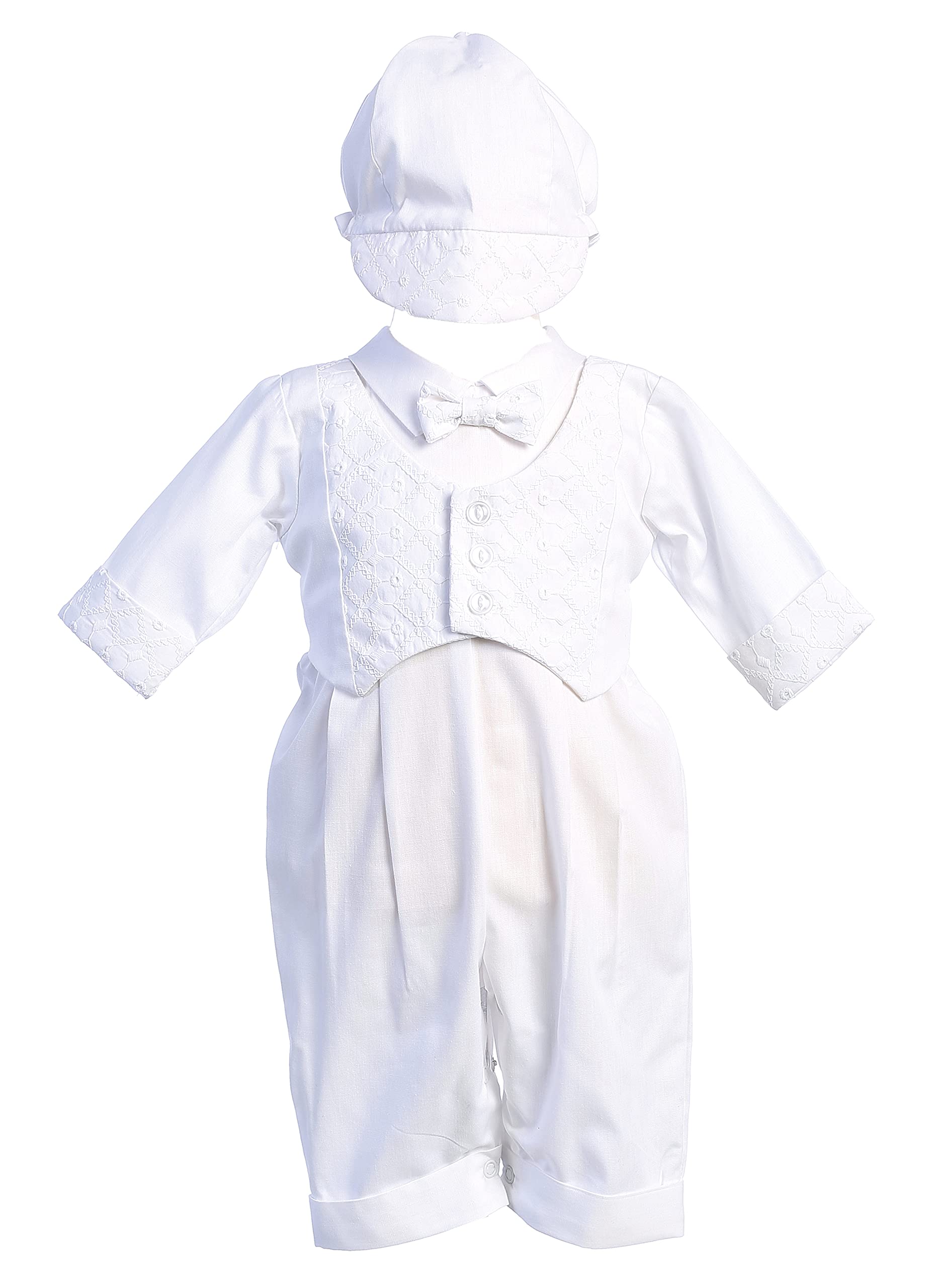 Pink PrincessBaptism Outfits for Boys, Baby Boy Christening Outfit, Baptismal Cotton Romper Clothes - Ropa de Bautizo para Niño Bebe