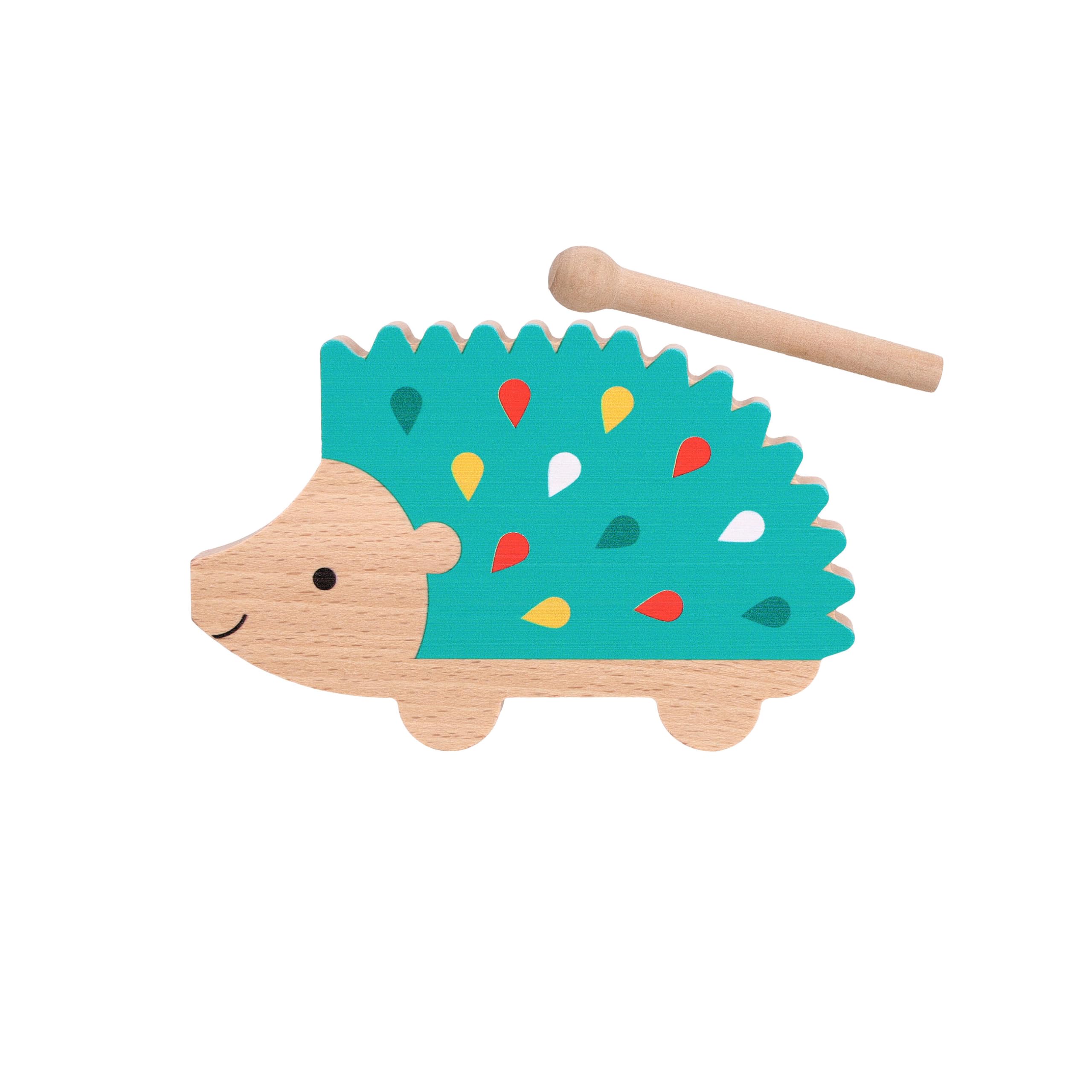 Petit Collage: Happy Hedgehog Percussion Instrument – Eco-Friendly Percussion Guiro for Kids 18mo+ – FSC Wood & Recycled Packaging – Builds Rhythm, Coordination, Auditory Awareness – Screen-Free Gift
