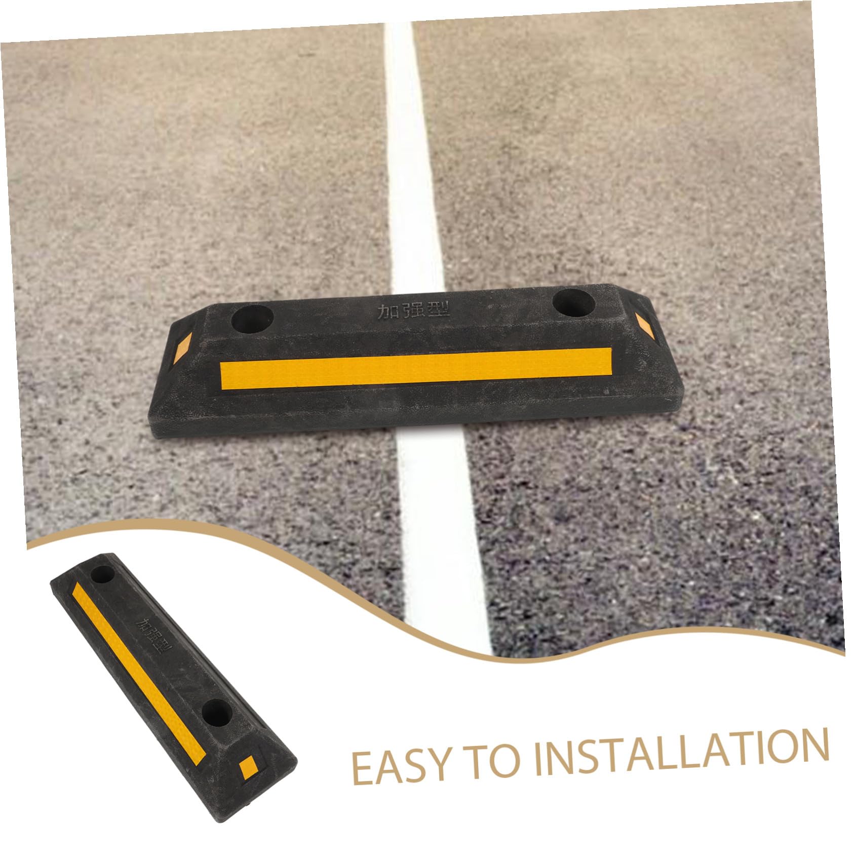 Radkeil aus Gummi für Wohnwagen und LKW 480x130x70mm Schwarz Gelb Rutschfester Parkplatz Stopper für Garagen und Anhänger Rückwärtsfahr Sicherung