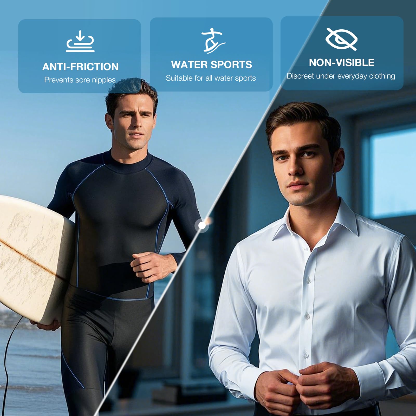 Nipple Covers Men, 60Pcs(30 Pairs) Running Nipple Guards for Men, No Show Nipple Tape Nip Plasters for Runners, Ideal for Marathon, Gym, Formal Wear, Surfing & Cycling