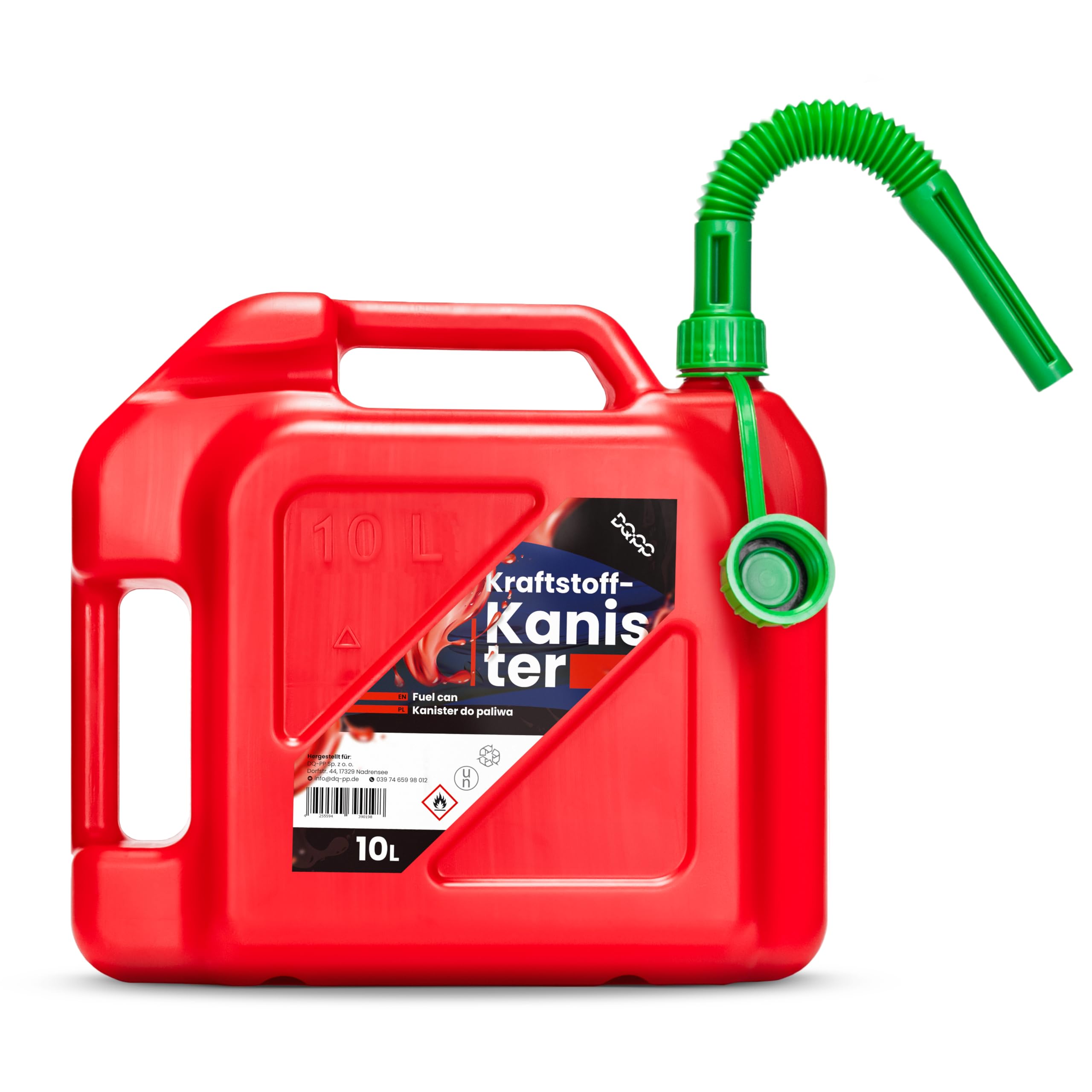 DQ-PP Kraftstoffkanister mit flexiblem Ausgießer | 6x 10 Liter | Rot | Benzinkanister Reservekanister | UN-Zulassung Dieselkanister