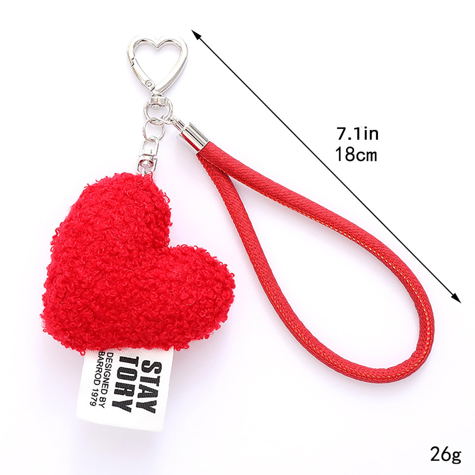 1 pezzo Portachiavi in peluche a forma di cuore, ciondolo per auto a