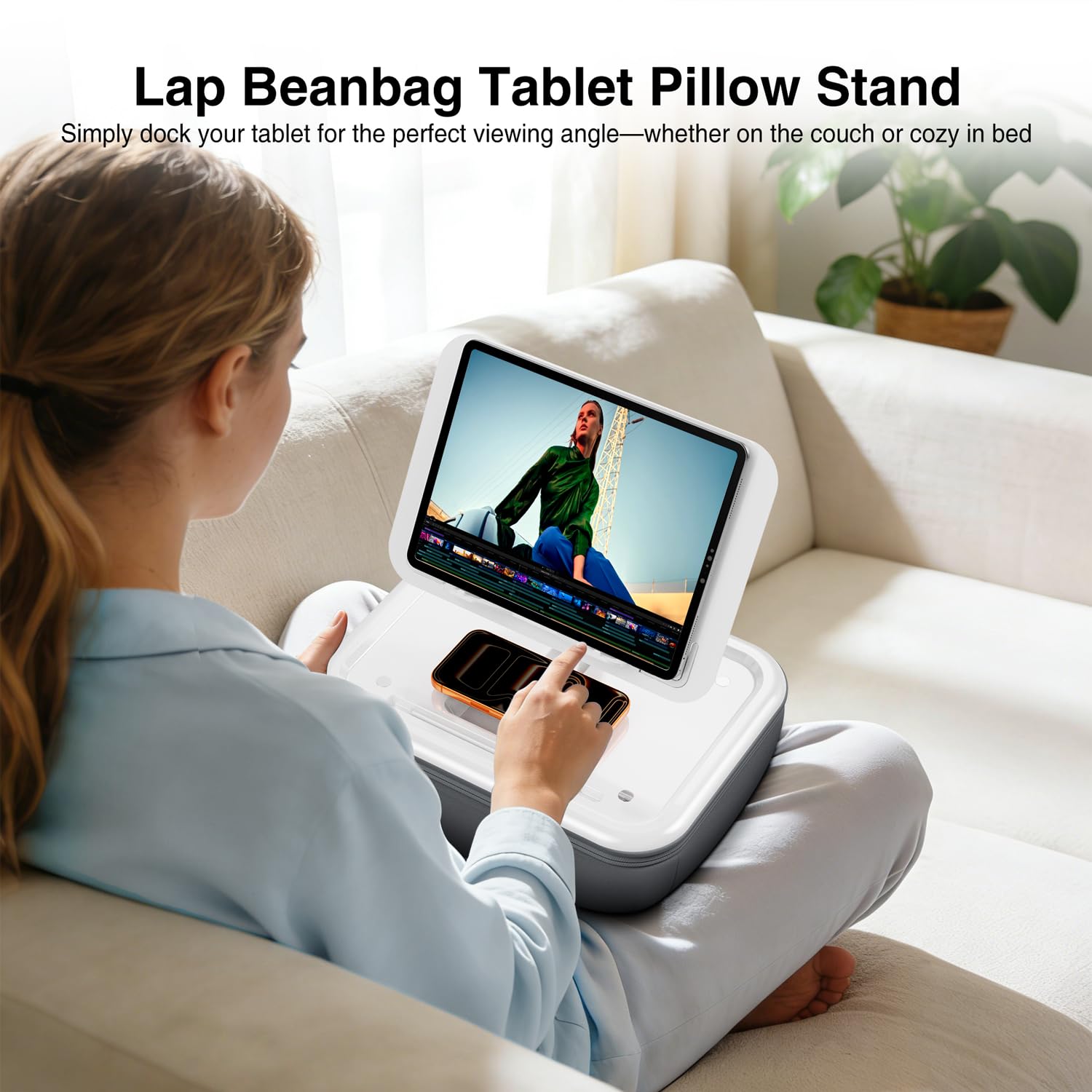 elitehood Poduszka na tablet Kindle, regulowany kąt, stojak na iPada do łóżka, miękka poduszka, uchwyt na iPada Pro 13, iPad Air, Kindle, książki, przenośny monitor, laptop i urządzenia 4-15,6 cala