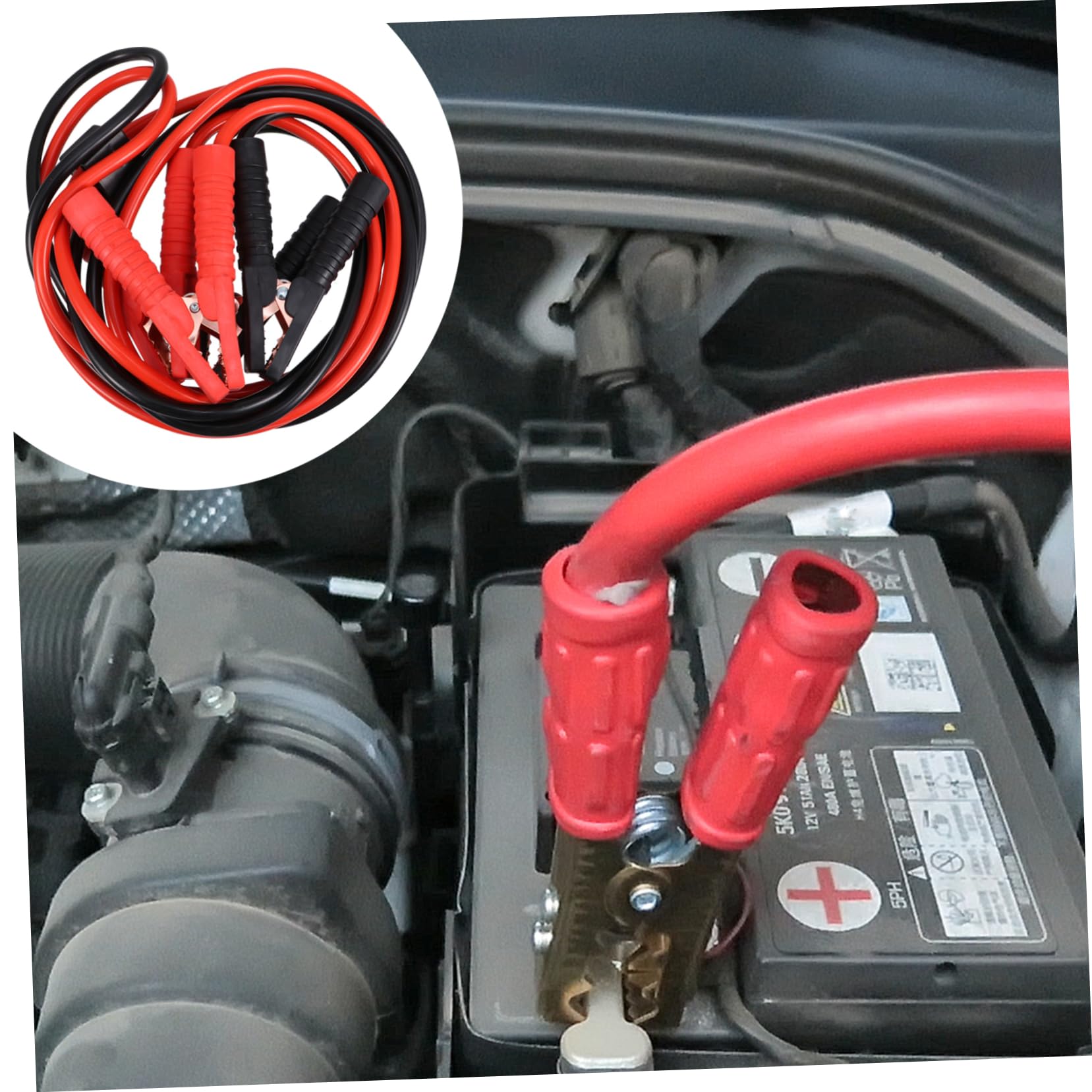 Cable de Emergencia para Coche Funda Completa 2000 | Cobre y Aluminio, Negro, para Motos y Automóviles, Conexión de Generadores y Baterías de Arranque