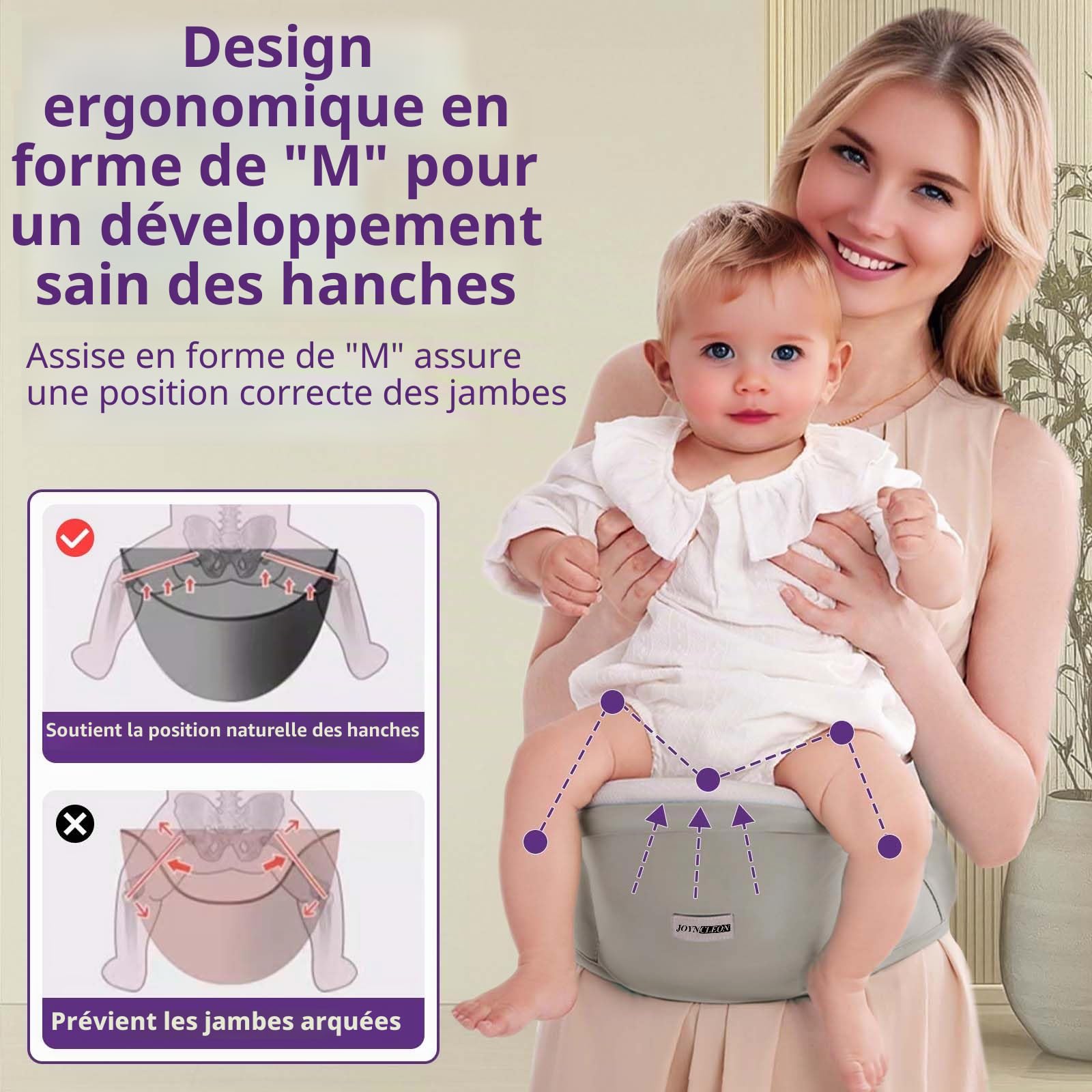 Porte-bébé Ergonomique avec Sangle Réglable - 6 en 1 Nouveau-né à Enfant en Bas âge, Porte-bébé Respirant en Mesh pour l'Été, Compact pour les Voyages & Aventures en Plein Air (gris)