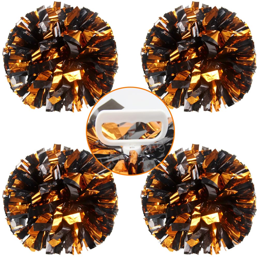 Hooshing 4PCS Pom Poms Cheerleading with Finger-Friendly Handle for Cheering Squad & Dance Team